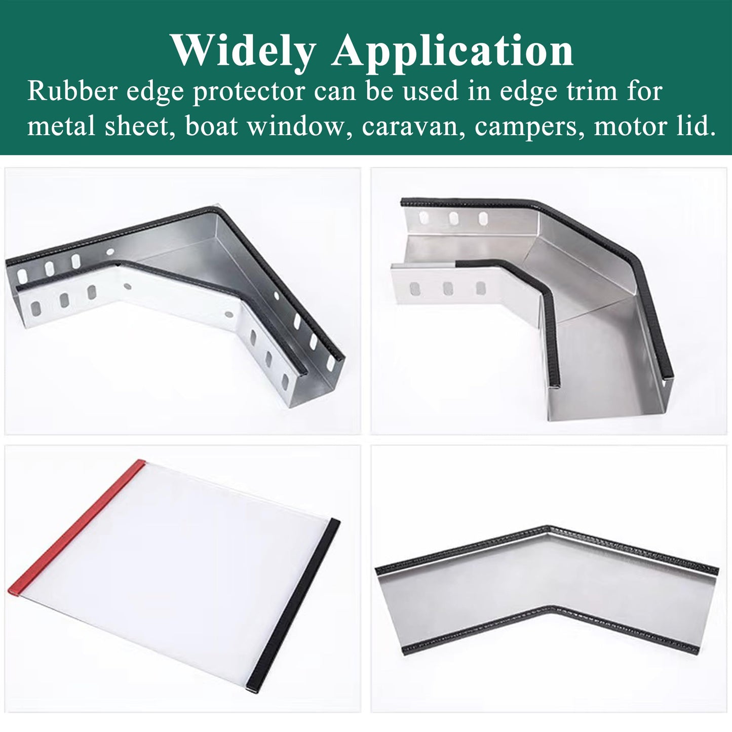 U Shape Rubber Seal Edge Strip Trim Guard for Panels, Car Doors, Steel Plates, Hatches, Table Corners, Fits Edge 1/32 to 1/4 Inch, 10Ft Length