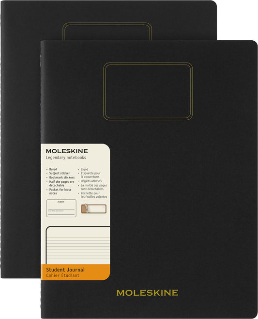 Moleskine Student Cahier Journals (Set of 2), Soft Cover, Ruled, XXL (8.5" x 11"), Black, 120 Pages
