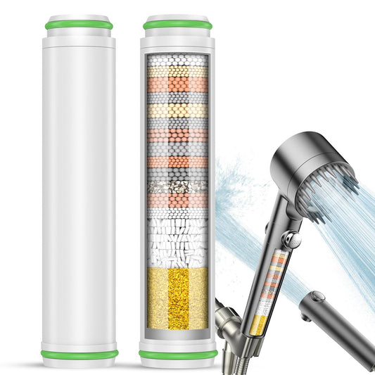 FEELSO Shower Filter for Handheld Shower Head,18 Stage Replacement Filters for Hard Water Remove Chlorine and Harmful Substances, 2 Pack