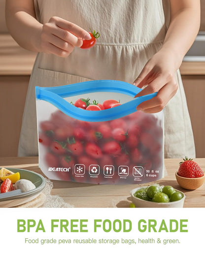 20 Pack Reusable Freezer Bags, BPA Free Reusable Sandwich Lunch Bags, Extra-thick Leakproof Bags Freezer Safe Food Storage Bags For Marinate Meats Fruits Veggies Make-Up Toiletries