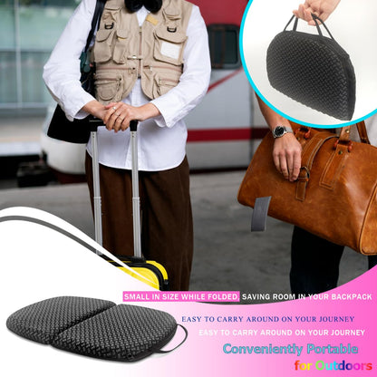 Small Foldable Seat Cushion 0.9-Inch Thick, Portable Cooling Mini Gel for Pressure Relief, Light Travel Cushion, Honeycomb Gel Design, Foldable for Easier Storage