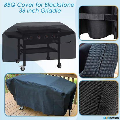 BBQration BBQ Cover for 36 Inch Blackstone Griddle, Heavy Duty 600D Flat Top 1528 Griddle Cover for Blackstone 36” and Similar Sized Barbecue