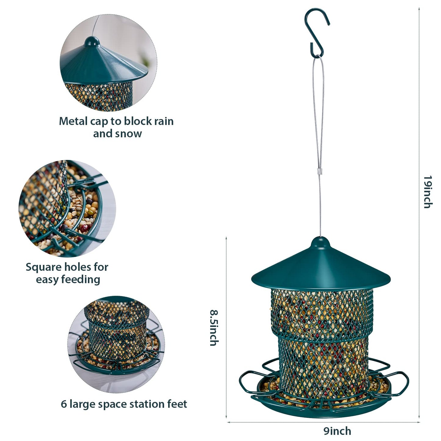 Metal Bird Feeder for Outside, Window Bird Feeder Eco-Friendly and Anti-Rust Wild Bird Feeders, Outdoor Birdfeeders for Wild Birds, Finch, Cardinal and Bluebird