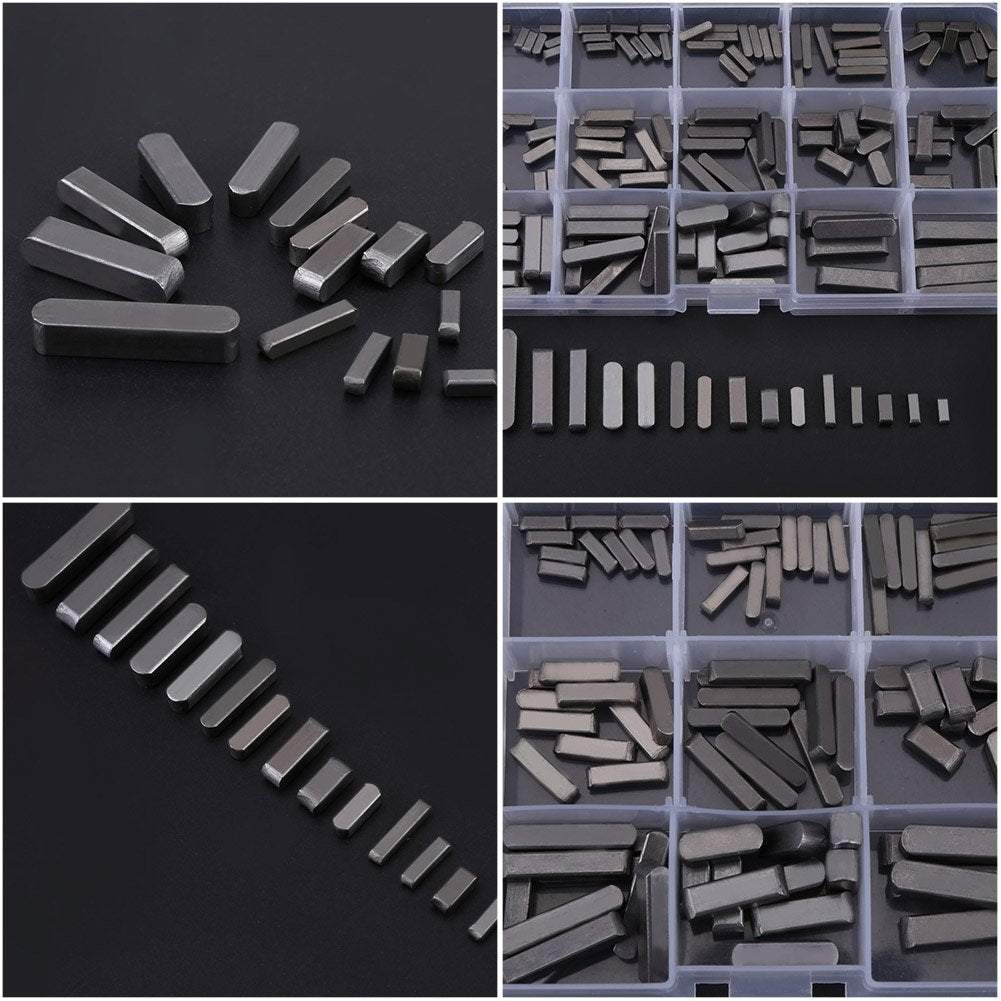 Key Stock, Keyway Kit, Belt Shaft Key Flywheel Key with Box, Keyway Assortment Set, Keyway Assortment with Stainless Steel 140pcs 8mm 10mm 12mm 16mm 20mm 25mm 30mm