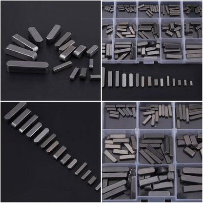 Key Stock, Keyway Kit, Belt Shaft Key Flywheel Key with Box, Keyway Assortment Set, Keyway Assortment with Stainless Steel 140pcs 8mm 10mm 12mm 16mm 20mm 25mm 30mm