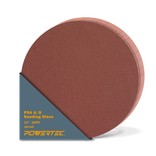 POWERTEC 110610 12-Inch PSA 120-Grit Aluminum Oxide Self Stick Sanding Disc, 10-Pack