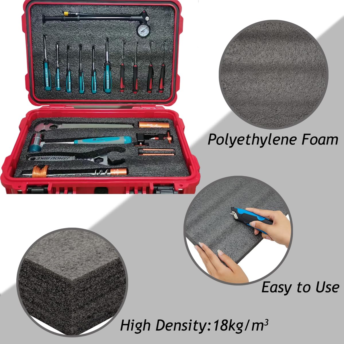 Wonninek Polyethylene Foam Sheets, 2PCS 16" x 12" x 2.17" Cuttable Foam Pad for Case, Camera, Toolbox Storage Padding, Foam Insert Sheets, Cushion Foam for Packing, Crafts, Transport, DIY, Black