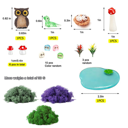 QuarenDen 40 Pcs Miniature Fairy Garden Accessories, Fairy Door, Miniature Tree Stumps and Tiny Resin Animal with Moss for DIY Craft, Outdoor Yard, Lawn, Fairy Garden Decor
