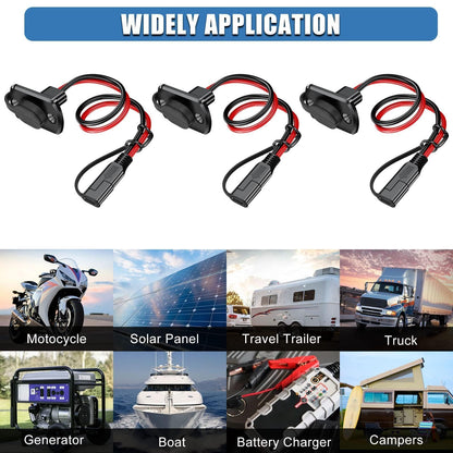 Linkstyle 3PCS SAE Quick Connector Harness, 1FT 12AWG SAE Adapter Male Plug to Female Socket Cable, Waterproof SAE Extension Cord, for Solar Panel Generator Battery Charger