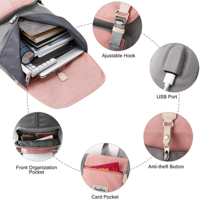 Laptop Backpack 17" Women School Backpack for Teen Girls,College Student Bags with USB Port for Work Gym and Travel,for Nurse and Teacher