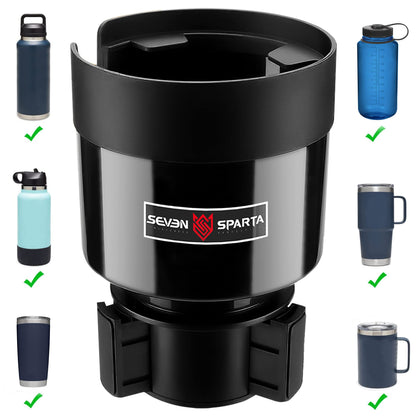 Car Cup Holder Expander Organizer with Adjustable Base, Compatible with Hydro Flasks 32/40 Ounce, Yeti Ramblers 20/26/30 Ounce, Other Bottles in 3.4"-3.8" (Black)