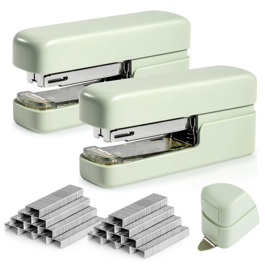deli Stapler, Desktop Staplers with 1660 Staples and Integrated Staple Remover, 40 Sheet Capacity Office Stapler, 2 Pack, Green