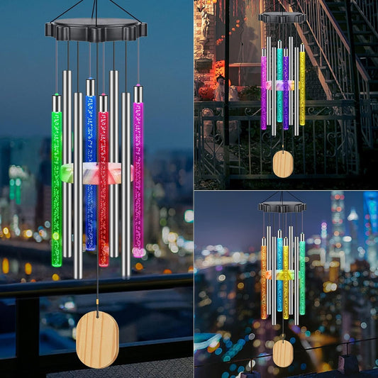 Ninonly Solar Wind Chimes, Changing Colors Waterproof LED Lights Wind Chimes for Outside, Solar Powered Memorial 8 Tubes Wind Chimes Ideal Housewarming Gifts for Garden Patio Yard Home Outdoor Decor