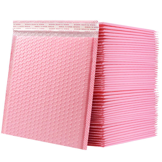 Bubble Mailers Waterproof 6 x 8 inches 50pcs Shipping Envelopes Multicolors Padded Envelopes Self Seal Adhesive (Pink, 6''x8'')