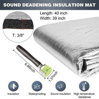 Storystore 394 (10 mm) mil 10.8 sqft Heat Sound Deadening Insulation Mat, Car Sound Deadening Material, Sound Deading Material for Cars (39"(W) x 40"(L) x 3/8"(T))