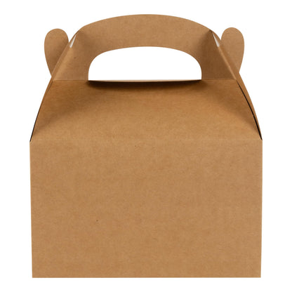 Restaurantware Kraft Gable Boxes 25 Count 6 x 3.5 x 3.5 Inches Paper Gift Boxes Greaseproof With Handles Recyclable Favor Boxes For Birthdays Weddings Baby Showers Brown