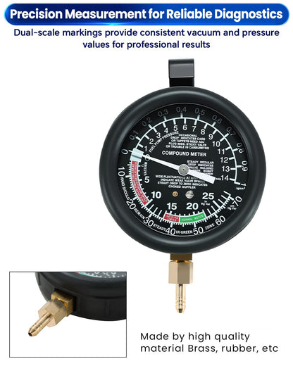 ATPEAM Fuel Pressure Gauge Vacuum Pump Tester Kit | Fuel Pump Pressure & Vacuum, Carburetor Intake Manifold, & Vacuum Test | Gauge Leak Carburetor Pressure Diagnostics Tool Kit