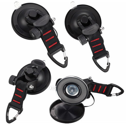 Naturezhen 4Pcs Heavy Duty Suction Cup Hooks, Aluminum Buckle Vacuum Suction Cup with Hooks, Outdoor Strong Suction Cups Anchor for Outdoor Camping, Tie Downs, Tarp Accessories & Car Side Awning