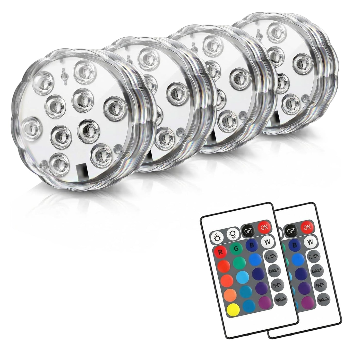 Submersible LED Lights with Remote, 16 Colors 4 Modes Battery Powered Color Changing Underwater LED Pool Lights for Pool Pond and Camping Bucket (4 Packs)