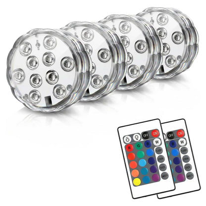 Submersible LED Lights with Remote, 16 Colors 4 Modes Battery Powered Color Changing Underwater LED Pool Lights for Pool Pond and Camping Bucket (4 Packs)