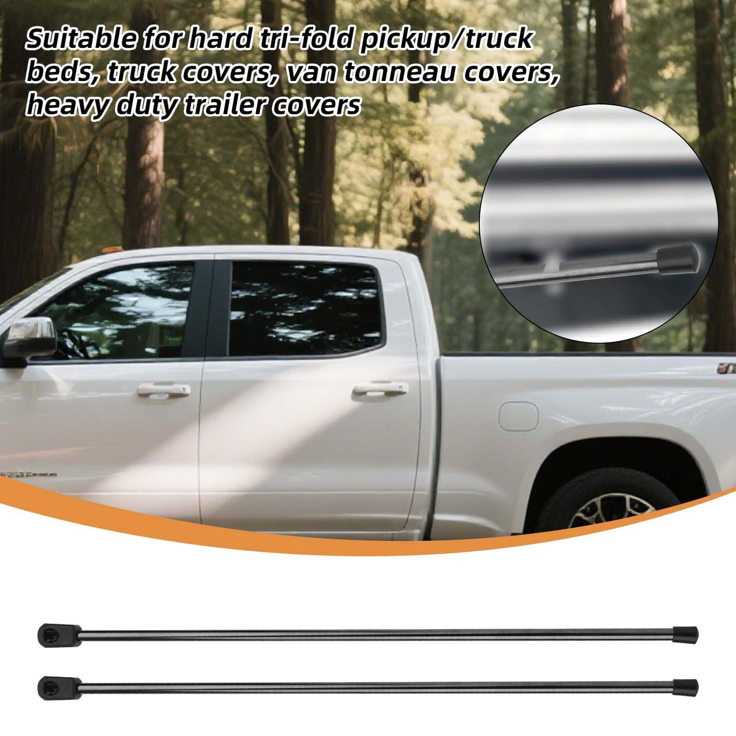 Tinoaly 2pcs 281S0001 Replacement Prop Rod, Metal Rear Tonneau Cover Lid Lift Supports for 10mm Ball-Stud Accessories for Bakflip BAK Hard Tri-Fold Pickup/Truck Bed Heavy Trailer Cover