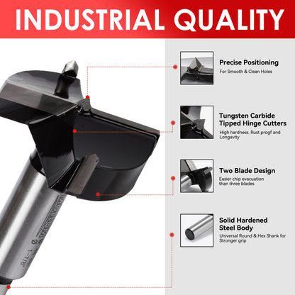 MOLLOM 1-3/8" (35mm) Forstner Drill Bit for Precise Woodworking with Durable YG8 Carbide Thickness of 2.0mm,This Hinge Cutter Tool is Ideal for Hard Wood, Plastic, Plywood