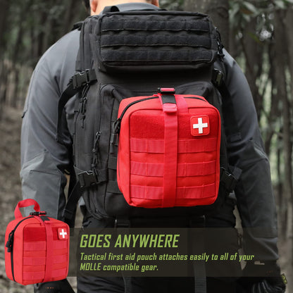 LIVANS Tactical First Aid Pouch, Molle EMT Pouches Rip-Away Military IFAK Medical Bag Outdoor Emergency Survival Kit Quick Release Design Include Red Cross Patch