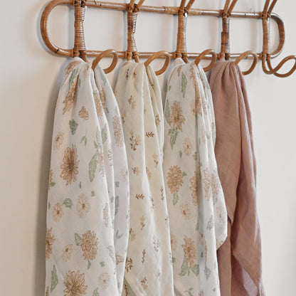 GLLQUEN BABY Receiving Blanket Boy Cotton Muslin Swaddle Blankets Girl Newborn Squares Breathable & Soft Thin Baby Blankets Cloths Double Absorbent Infant Swaddling Wrap - 6 Pack (Sunflower)