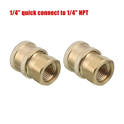 Tool Daily Pressure Washer Accessories, Brass Quick Coupler Fittings, Female NPT Socket, 5000 PSI 1/4”, 2-Pack