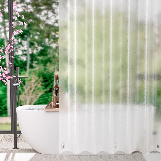 Seenus 72 x 84 inch Extra Long PEVA 9G Shower Curtain Liner Heavy Duty, Elegant 3D Silk Design Frosted Shower Curtain with 3 Large Magnets, Waterproof Plastic Shower Curtain for Bathroom
