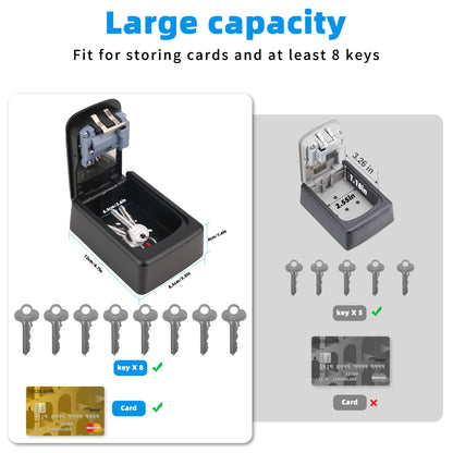 AMMIY Key Lock Box,Combination Lockbox Wall-Mounted Key Storage Box for Keys,Large Key Lock Box Resettable Combination Code Lockbox for Home, Office Realtors, Garage Spare Keys（BLACK)
