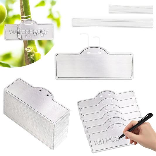 TCYPUHL Metal Plant Labels, Aluminum Plant Tags, Metal Plant Labels for Outdoor Garden Waterproof, Tree Labels (3-1/2",100 Pcs, Two Size Wires)