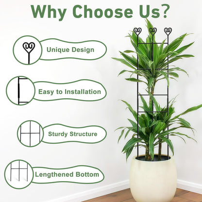 Xeeol 32in Large Garden Trellis for Potted Plants, Expandable Metal Indoor Plant Trellis for Climbing Plants, Tall Plant Supports for Ivy Pothos Hoya Monstera,2P