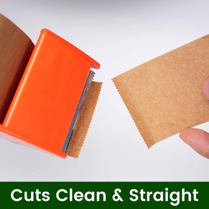 ADHES Kraft Paper Tape with Dispenser, 2 in x 55 yds x 3 Rolls – Eco Friendly Brown Packing Tape, Strong Adhesive, Easy Cut Tape Dispenser for Shipping, Moving & Packaging