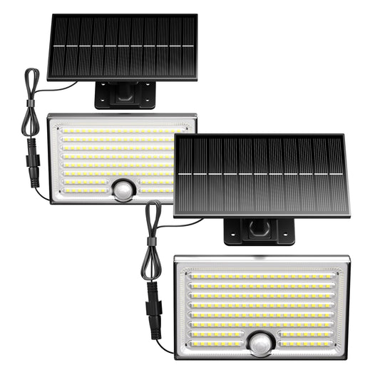 FIONSUN 2 Pack Mini Solar Lights Outdoor with Motion Sensor, Dusk to Dawn Solar Flood Lights, 170 LED Solar Panel Lights Waterproof, 3 Modes Solar Shed Lights for Outside Patio Garden Garage Yard