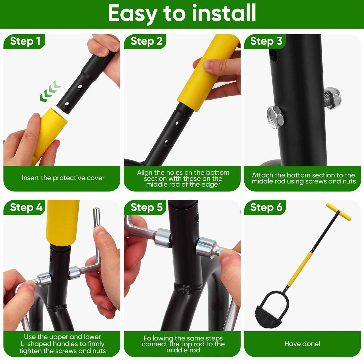 ASULUPHY Manual Lawn Edger Tool, 41-Inch Lawn Edger with Sharp Serrated Teeth, Half Moon Garden Edgers, 9-Inch Wide Non-Slip Foot Plate, for Sidewalk Driveway Flower Bed Edging