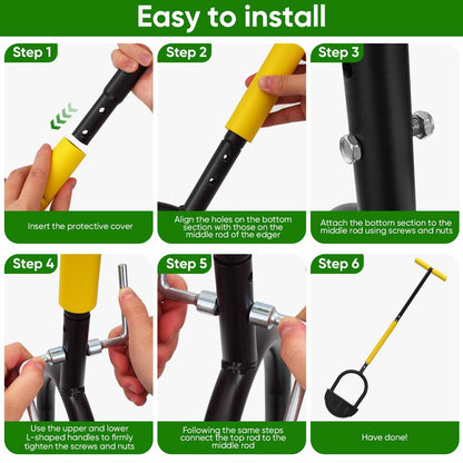 ASULUPHY Manual Lawn Edger Tool, 41-Inch Lawn Edger with Sharp Serrated Teeth, Half Moon Garden Edgers, 9-Inch Wide Non-Slip Foot Plate, for Sidewalk Driveway Flower Bed Edging