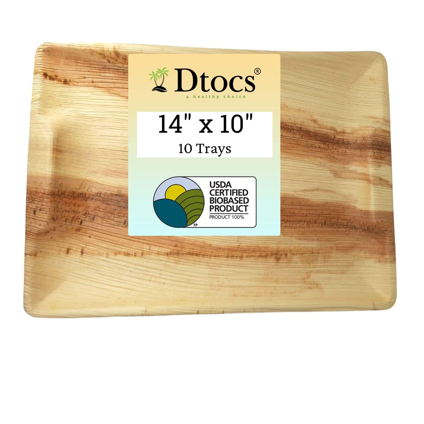 Dtocs Disposable Charcuterie Boards 14x10 Inch (10 Pcs) | Microwavable Disposable Serving Platters, Cheese Board, Party Trays, Serving Boards | Palm Leaf Trays for Catering, Grazing Table Supplies