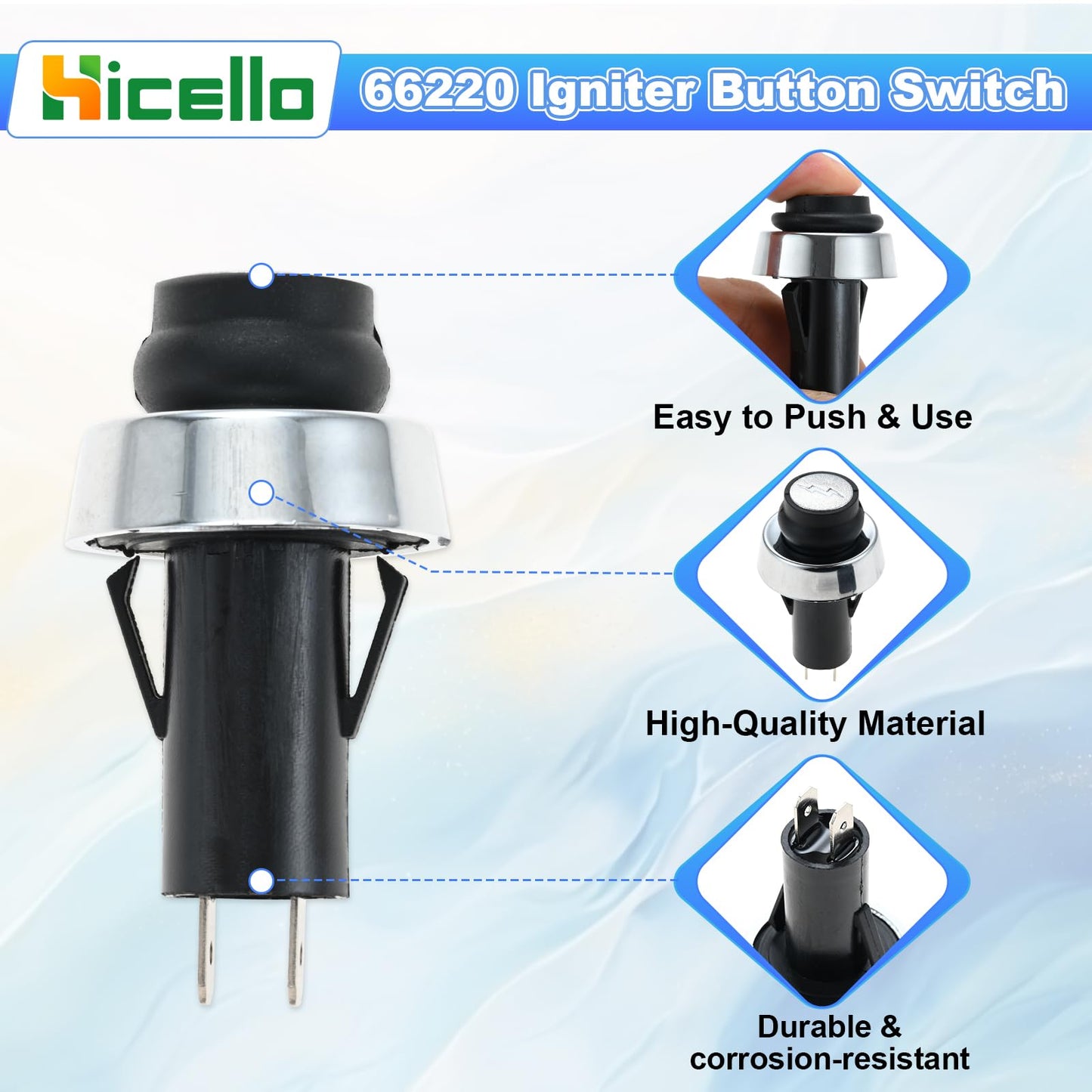 66220 Igniter Button Switch & 66354 Grill Igniter Replacement for Weber Igniter Genesis II 300 Series GS4 II E-310 II S-310 II E-315 II S-315 LX S-340 II E-410 II S-410 1853-02