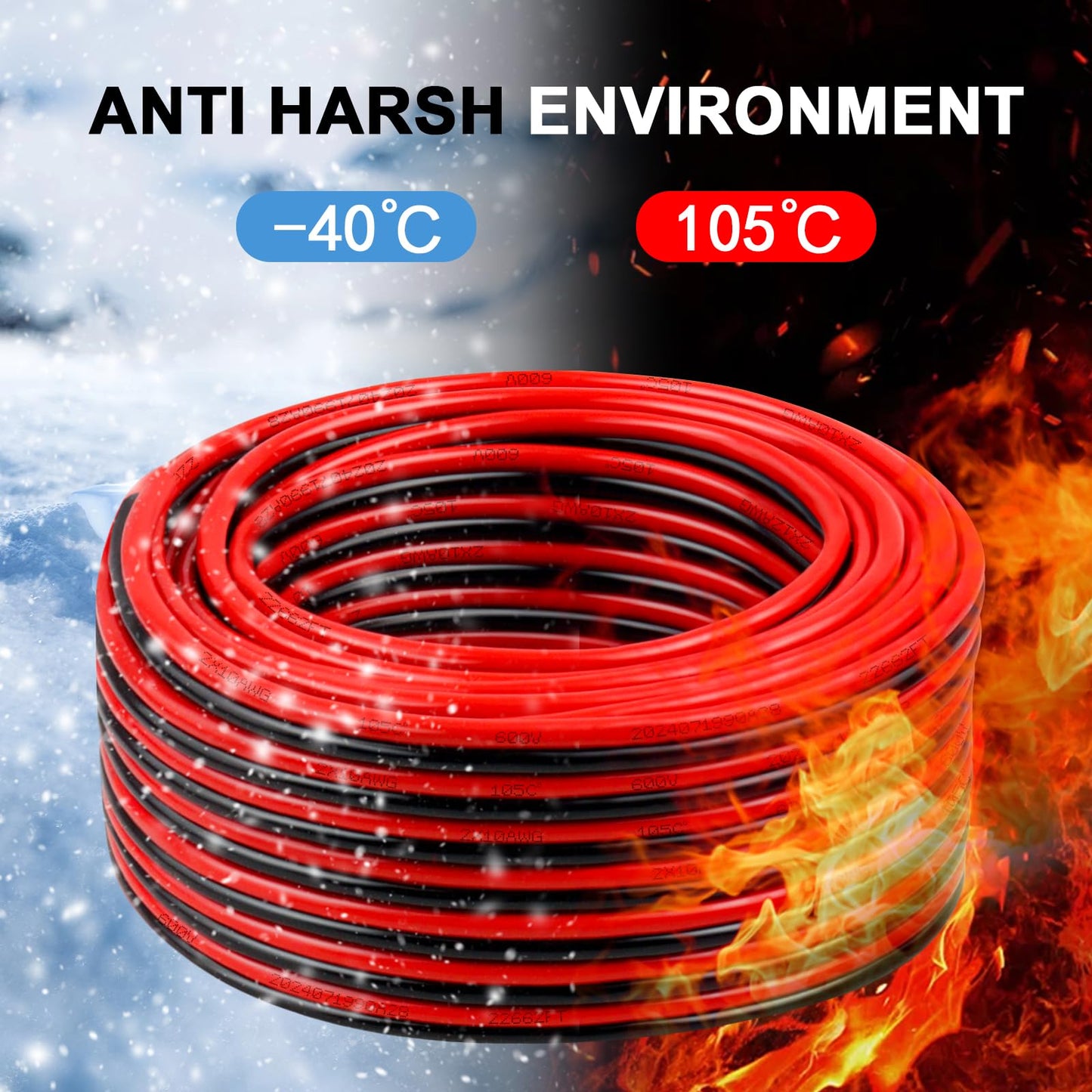 10/2 Tinned Copper Wire 10ft, 600V 10 Gauge 2 Conductor PVC Parallel Wire, Insulated Stranded Low Voltage Wire for Solar Panel, Automotive, Audio Auto, LED Lighting(10 AWG 10FT)