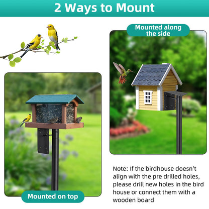 Bird House Pole,60 Inch Heavy Duty Bird Feeder Pole Mount Kit for Outdoors, 5-Prong Base, Splicing Adjustable Feeding Stand Station for Birds Watching,Weather Station (Birds House Not Included)