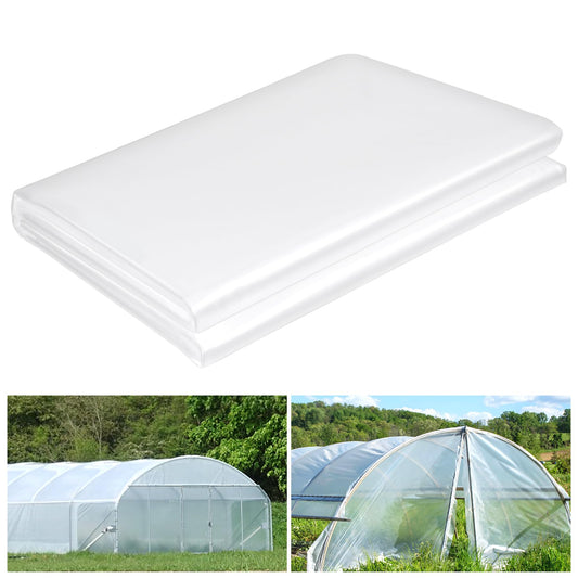 8 x 26 FT Clear Greenhouse Plastic Sheeting, 6 Mil Polyethylene Film Heavy Duty, Water Sun Frost Wind Dust Resistant Winter Hoop House Toughness Plastic Cover for Farming, Gardening, Agriculture, DIY