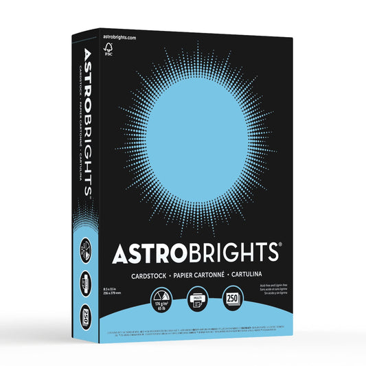 Neenah Astrobrights Premium Color Cardstock, 65 lb, 8.5 x 11 Inches, 250 Sheets, Lunar Blue