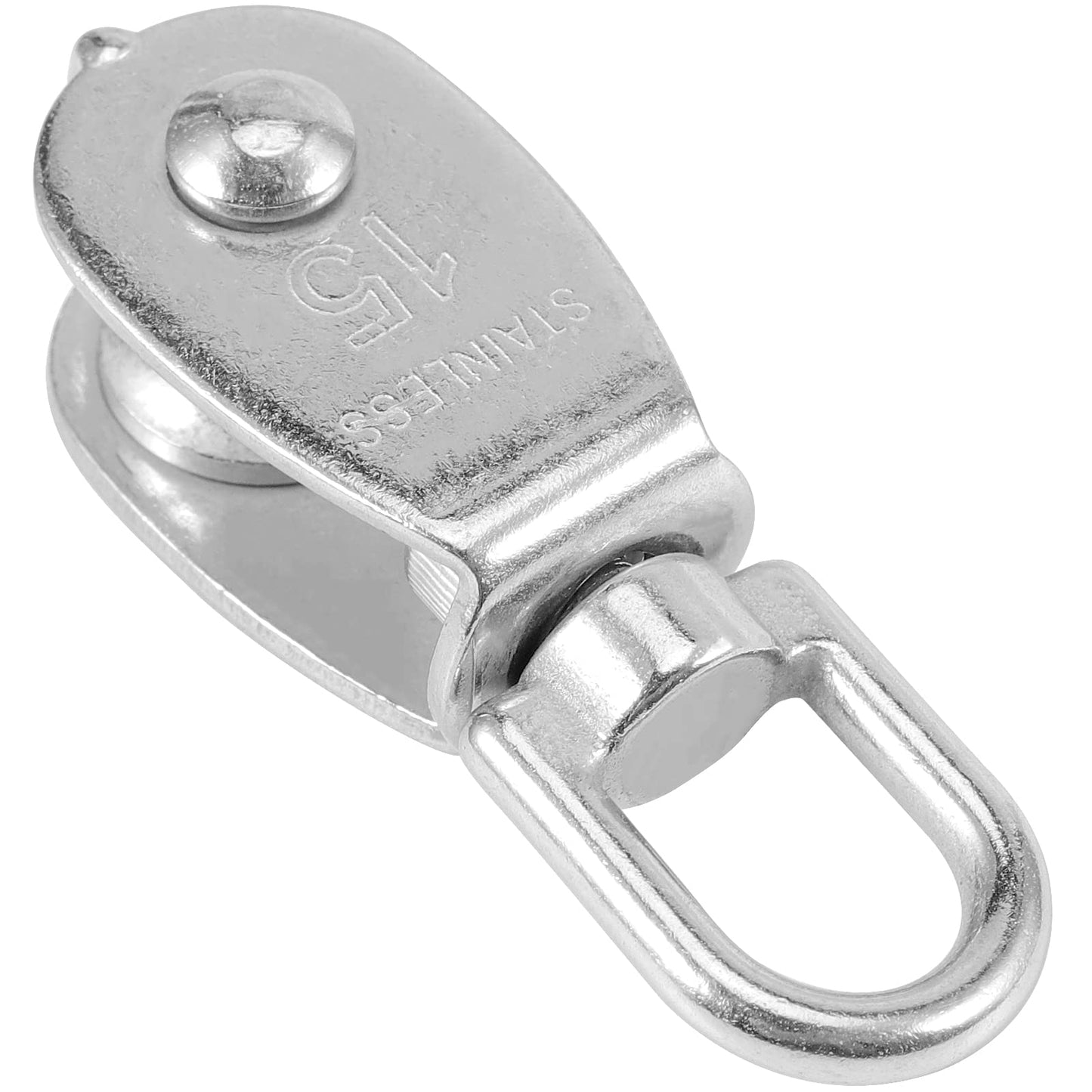 MUKCHAP 20 Pcs M15 Single Pulley Block, V-Shaped Wire Rope Crane Traction Fixed Wheel,Stainless Steel Pulley Bearing Single Wheel,Traction Pulley?high-Endurance Pulley, 35 Kg Load Capa