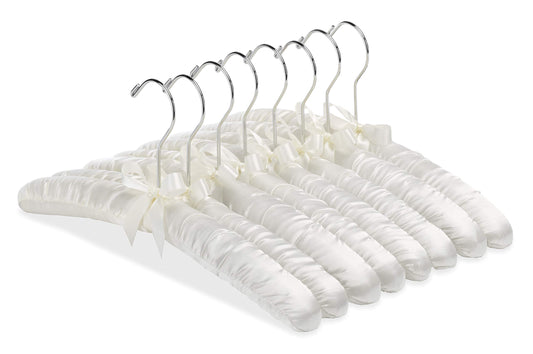 Whitmor 6114-48-C Satin and Brass Collection Set of 8 Satin Padded Hangers, Bone