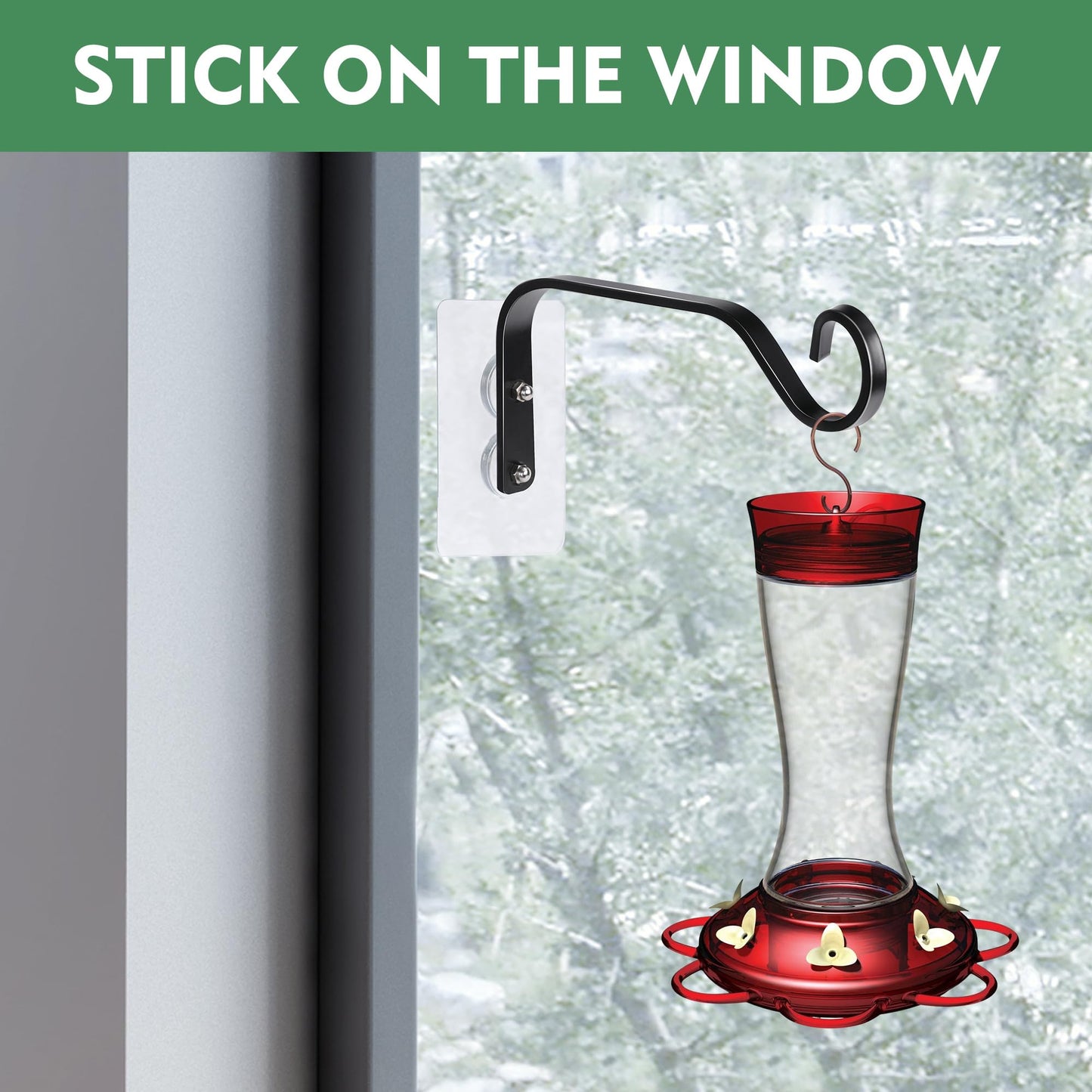 DECOHS 3 Pcs Window Bird Feeder Hanger Hooks - Strong Load-Bearing, Wind Chimes & Plants Mounted