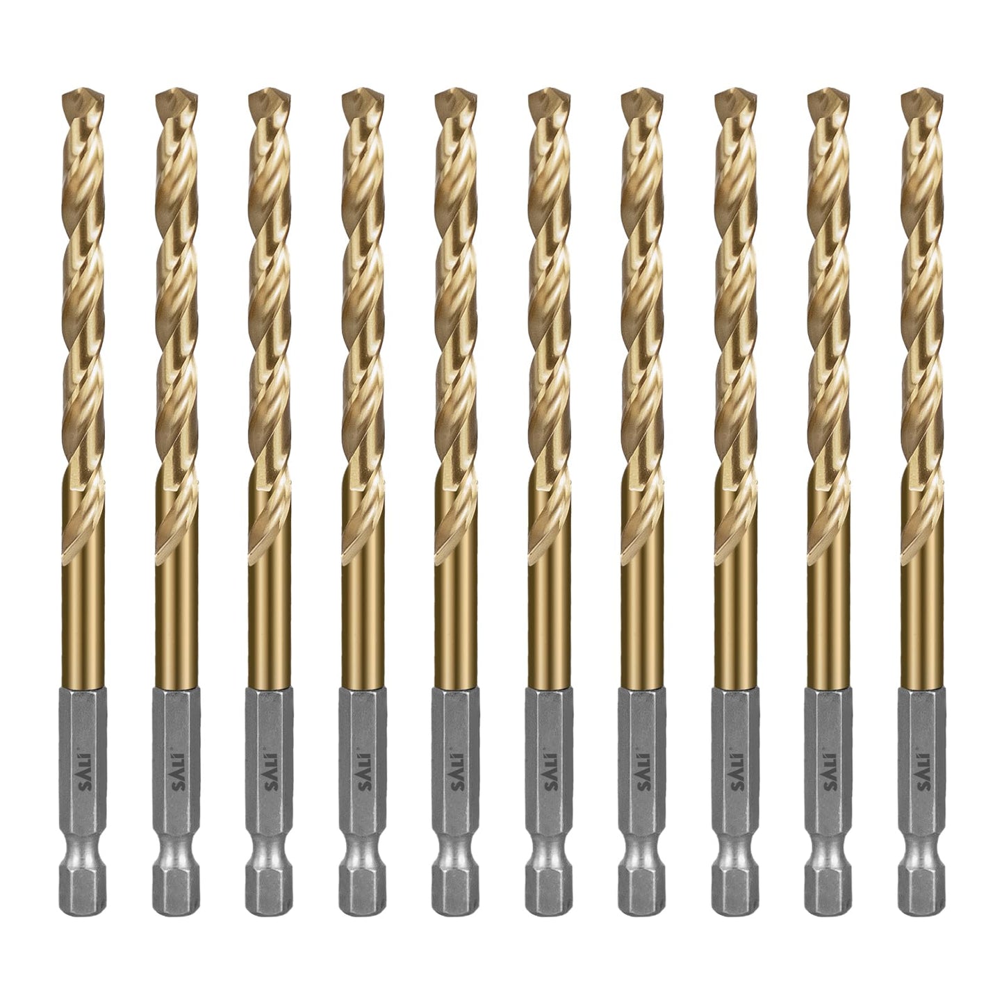 SALI Cobalt Drill Bit Set 10 Pack 1/4 Inch High Speed Steel Jobber Drill Bits with 1/4" Hex Shank for Quick Chucks Twist Drill Bits for Hardwood, Aluminum, Metal, Copper, Alloyed Steel