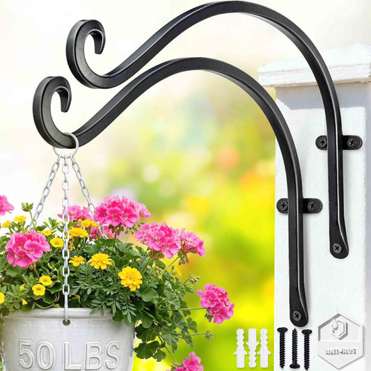 Qiang Ni- Bird Feeders Hanger 2 Pieces 12 Inch Outdoor Plant Hanging Bracket More Stable and Sturdy Hanging Plant Bracket 12Inch Black