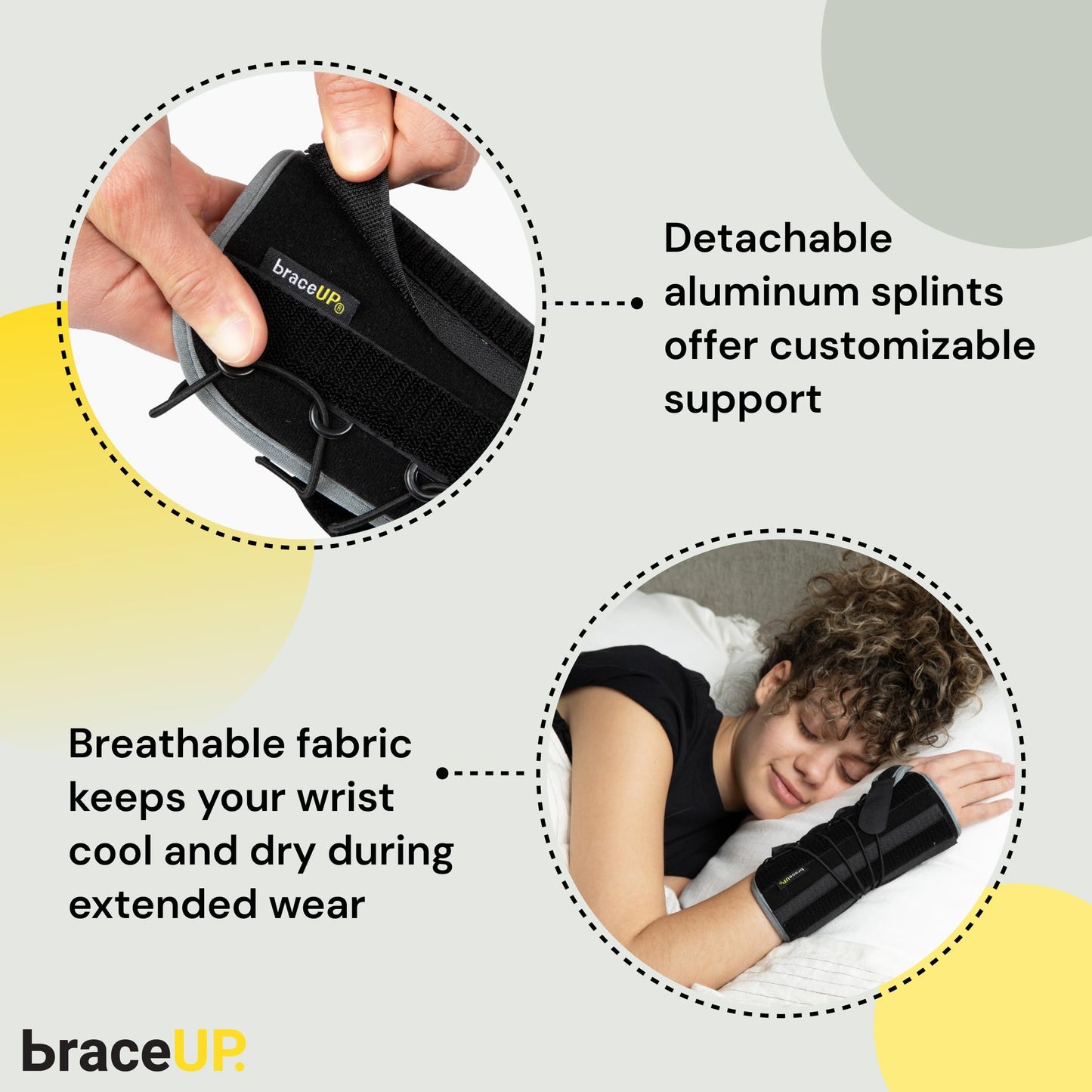BraceUP Quick Wrap Wrist Brace for Carpal Tunnel, Tendonitis, and Arthritis – Hand and Wrist Support Splint (Right Hand)