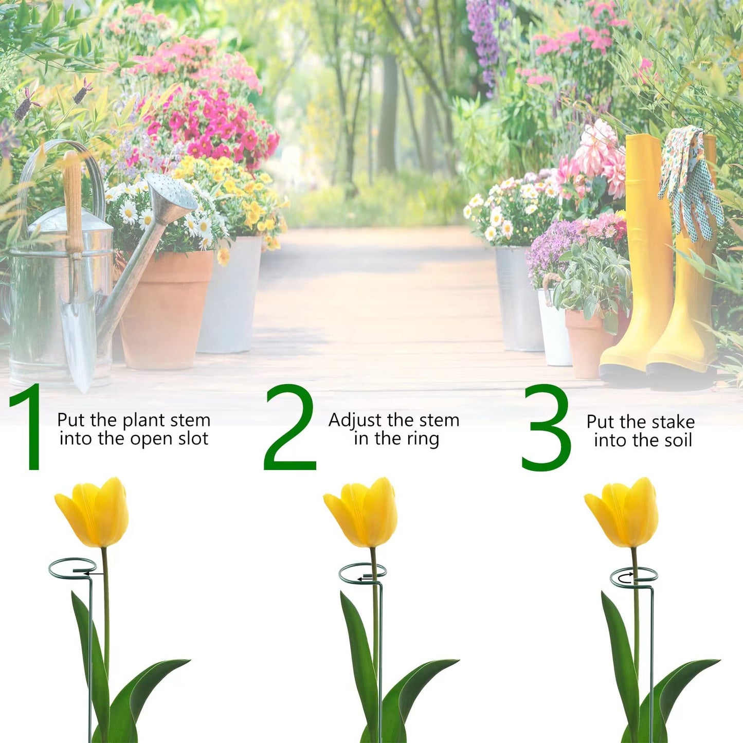 Thealyn 36 Inch 12 Packs Plant Support Stakes,Garden Single stemmed Plant Support Hoops, Plant Prop, for Flowers,Orchid, Tomatoes Peony Lily Rose